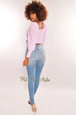 Lilac Squared Neck Drawstring Tie Up Crop Top 7 Lilac Squared Neck Drawstring Tie Up Crop Top -Miamis Style Shop lilac squared neck drawstring tie up crop top hot miami styles 175004