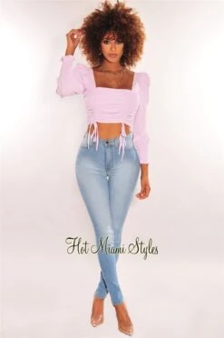 Lilac Squared Neck Drawstring Tie Up Crop Top 6 Lilac Squared Neck Drawstring Tie Up Crop Top -Miamis Style Shop lilac squared neck drawstring tie up crop top hot miami styles 644216