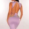 Lilac V Neck Sleeveless Strappy Open Back Dress