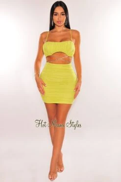 Lime Mesh Padded Spaghetti Strap Ruched Cut Out Wrap Around Rhinestone Dress 6 Lime Mesh Padded Spaghetti Strap Ruched Cut Out Wrap Around Rhinestone Dress -Miamis Style Shop lime mesh padded spaghetti strap ruched cut out wrap around rhinestone dress hot miami styles 725869