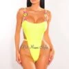 Lime Yellow Multi Color Chain Ultra High Cut Swimsuit