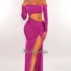 Magenta Off Shoulder Cut Out Ruched Slit Long Sleeve Maxi Dress