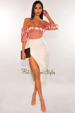 Mauve Satin Balloon Sleeves Mesh Bodysuit 6 Mauve Satin Balloon Sleeves Mesh Bodysuit -Miamis Style Shop mauve satin balloon sleeves mesh bodysuit hot miami styles 696613