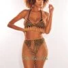 Mocha Crochet Halter Fringe Hem Skirt Two Piece Set Cover Up