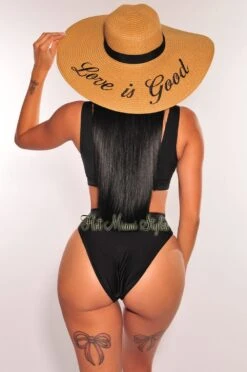 Mocha Straw Embroidered “Love Is Good” Floppy Hat