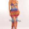 Multi Color Ribbed Halter O-Ring Cut Out Cover Up Slit Dress