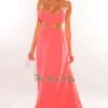 Neon Coral Smocked Spaghetti Straps Cut Out Maxi Dress