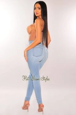 Nude Mesh Rhinestone Embellished Spaghetti Strap Padded Underwire High Cut Bodysuit -Miamis Style Shop nude mesh rhinestone embellished spaghetti strap padded underwire high cut bodysuit hot miami styles 586287