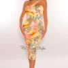 Off White Multi Color Floral Print One Shoulder Ruched Dress