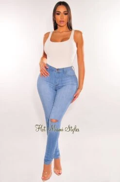 Off White Round Neck Sleeveless Bodysuit 6 Off White Round Neck Sleeveless Bodysuit -Miamis Style Shop off white round neck sleeveless bodysuit hot miami styles 979949