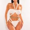 Off White Twist Rope Tie Up Wrap Around Bikini