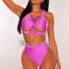 Orchid Lace Up Underboob High Waist Bikini