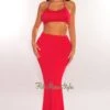 Red Halter Cut Out Mermaid Maxi Dress