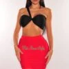 Red High Waist Ruched Cover Up Skirt