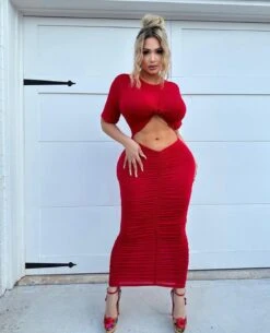 Red Short Sleeve Cut Out Ruched Maxi Dress -Miamis Style Shop red short sleeve cut out ruched maxi dress hot miami styles 911946