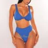 Royal Blue Textured Knotted High Rise Bikini