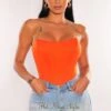 Tangerine Bandeau Boned Corset Bustier Top