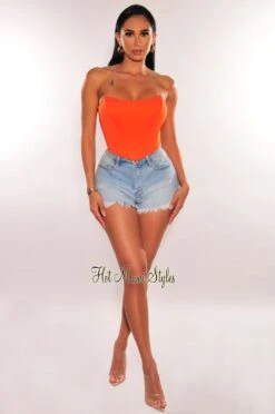 Tangerine Bandeau Boned Corset Bustier Top 6 Tangerine Bandeau Boned Corset Bustier Top -Miamis Style Shop tangerine bandeau boned corset bustier top hot miami styles 768682