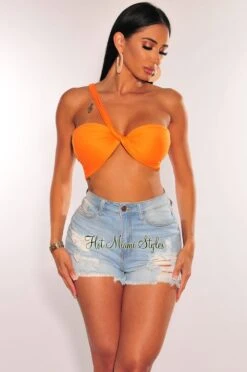 Tangerine Double Lined Multiwear Bandeau Tie Up Crop Top 12 Tangerine Double Lined Multiwear Bandeau Tie Up Crop Top -Miamis Style Shop tangerine double lined multiwear bandeau tie up crop top hot miami styles 356066