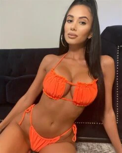 Tangerine Ruched Bust Frill Padded Bandeau Bikini 5 Tangerine Ruched Bust Frill Padded Bandeau Bikini -Miamis Style Shop tangerine ruched bust frill padded bandeau bikini hot miami styles 416204