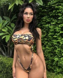 Tiger Strapless Cut Out Swimsuit -Miamis Style Shop tiger strapless cut out swimsuit hot miami styles 954479