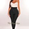 WAIST SNATCHED: Black Bandage High Waist Belted Pants