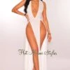 White Crochet Double Slit Cover Up Maxi Dress