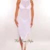 White Crochet Sleeveless Asymmetrical Fringe Hem Slit Cover Up Dress