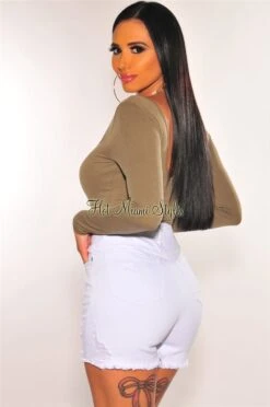 White Denim Ripped Biker Shorts 8 White Denim Ripped Biker Shorts -Miamis Style Shop white denim ripped biker shorts hot miami styles 982088