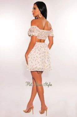 White Floral Print Off Shoulder Short Sleeve Cut Out Babydoll Dress 7 White Floral Print Off Shoulder Short Sleeve Cut Out Babydoll Dress -Miamis Style Shop white floral print off shoulder short sleeve cut out babydoll dress hot miami styles 661351