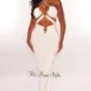White Gold Ring Halter Strappy Cut Out Maxi Dress