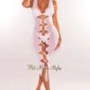 White Mesh Sheer Lace Up Sleeveless Cover Up Dress