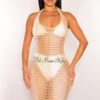 White Nude Crochet Tie Up Cover Up Dress