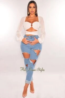 White O-Ring Cut Out Long Sleeve Wrap Around Crop Top 8 White O-Ring Cut Out Long Sleeve Wrap Around Crop Top -Miamis Style Shop white o ring cut out long sleeve wrap around crop top hot miami styles 920413