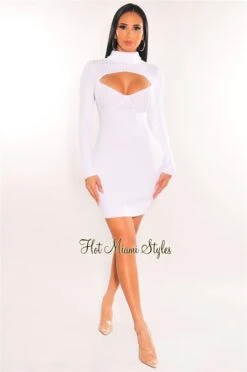 White Ribbed Knit Turtle Neck Long Sleeve Cut Out Dress 6 White Ribbed Knit Turtle Neck Long Sleeve Cut Out Dress -Miamis Style Shop white ribbed knit turtle neck long sleeve cut out dress hot miami styles 477529