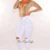 White Ripped Knee High-Waist Skinny Jeans