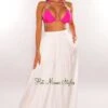 White Silky High Waist Pleated Palazzo Pants