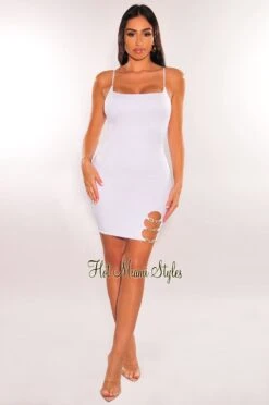 White Spaghetti Straps Gold Chain Mini Dress 7 White Spaghetti Straps Gold Chain Mini Dress -Miamis Style Shop white spaghetti straps gold chain mini dress hot miami styles 864108