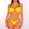 Yellow Acrylic Chain O-Ring Textured Scrunch Butt Bikini