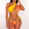 Yellow Tangerine Underwire Lace Up Back Thong Bikini